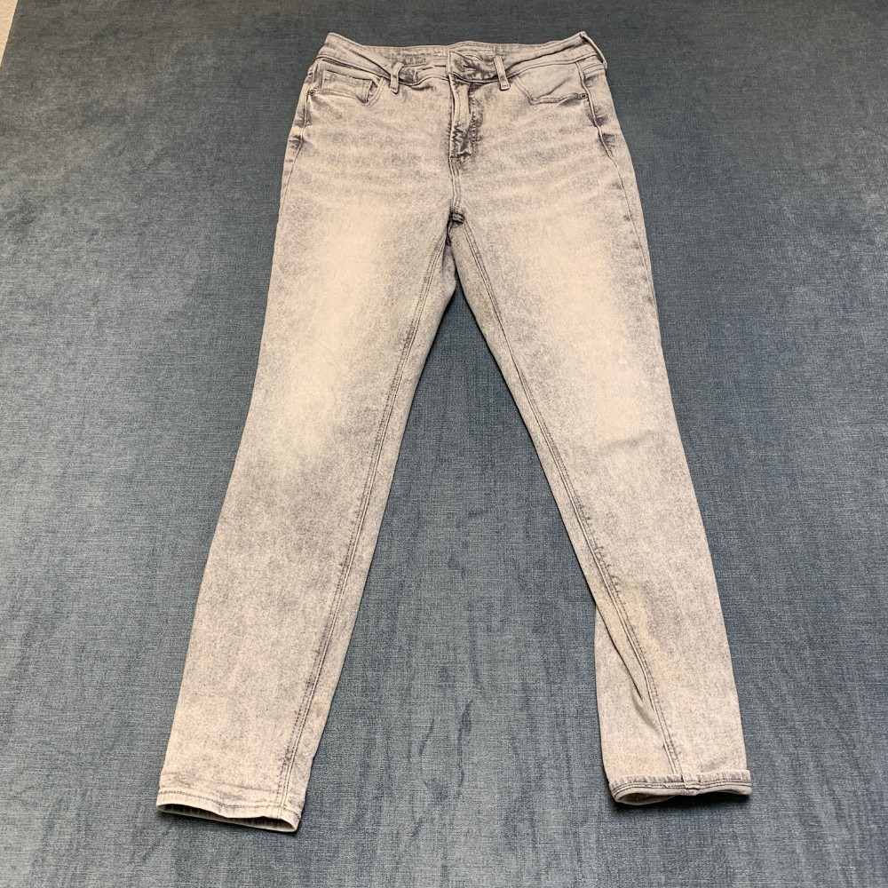 Old Navy Rockstar Super Skinny Jeans Women 8 Gray Denim Cotton Stretch High Rise